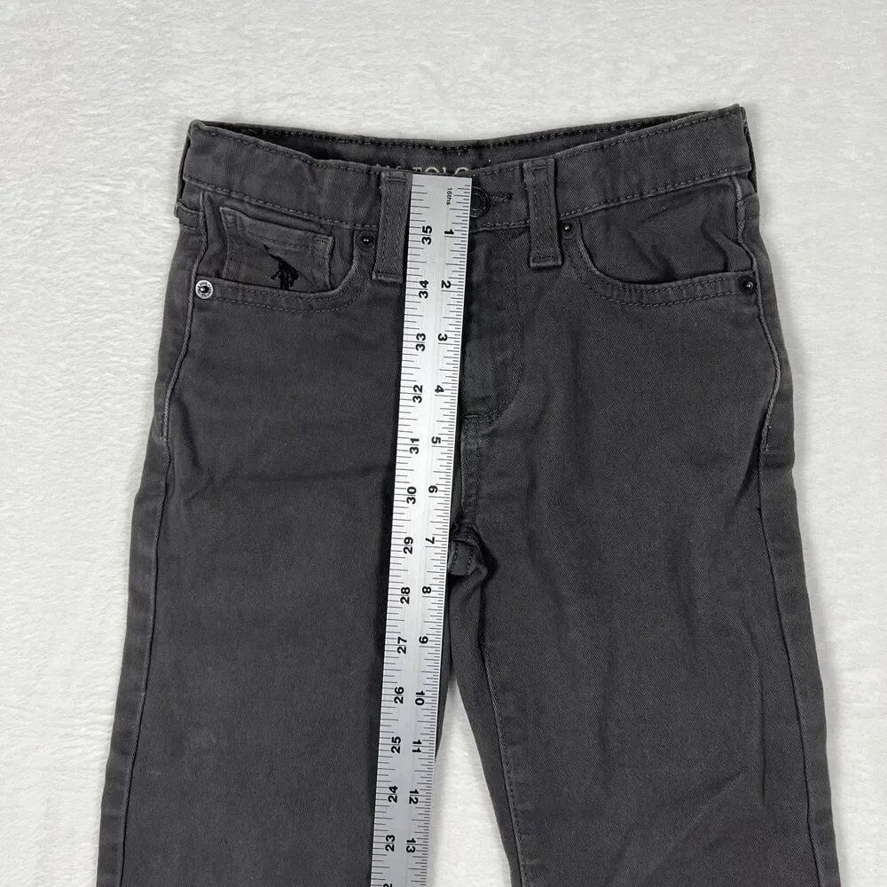 US Polo Assn Boys Size 6 Jeans Gray Straight Leg 5 Pocket Cotton Stretch Denim